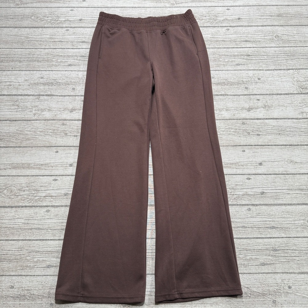 Spyder Pants Women's Medium Brown Relaxed Fit Ribbed Wide Leg Athleisure Lounge